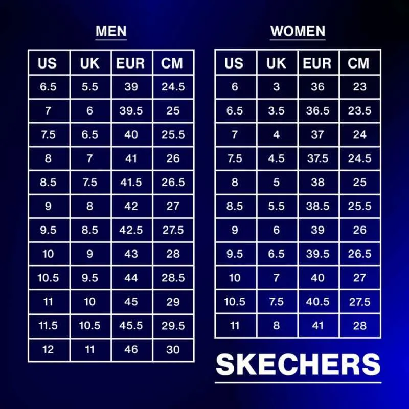 skechers shoes size guide and chart